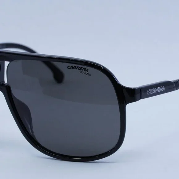 CARRERA 1047/S 0807 M9 Sunglasses Black Aviator Frame, Grey Polarized Lenses